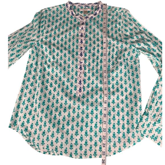 J.Crew Green and Blue Print Cotton Button-Down Blouse Women’s Size 6 Vintage - Picture 7 of 10